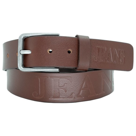 Men Leather Brown Belt with Silver Antique Buckle - Picture 1 of 3